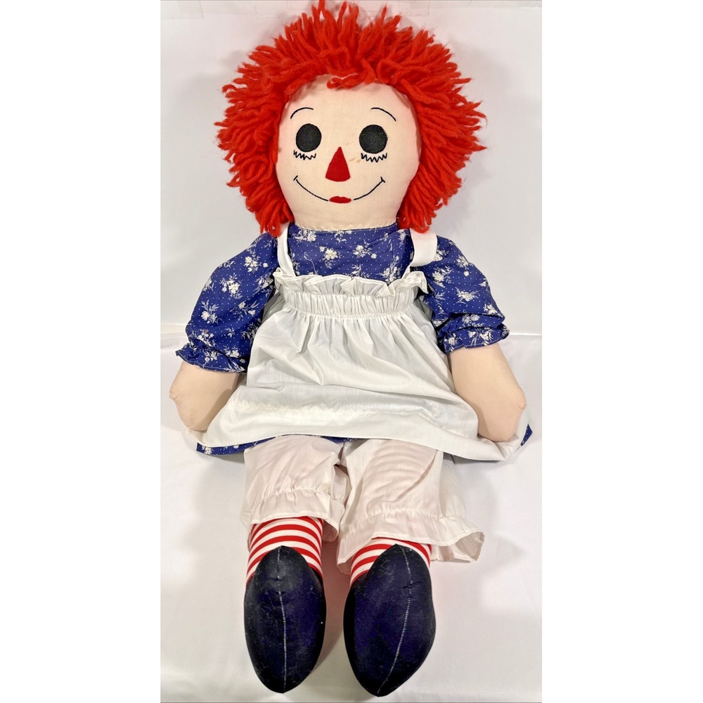 Raggedy Ann Plush Doll 36in Blue Vintage Annabelle Style Creepy Large